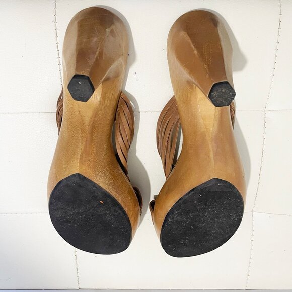 Nine West Women's Platform Y2K VTG Wooded High Heel Sandals Brown Size 10M - Picture 10 of 12
